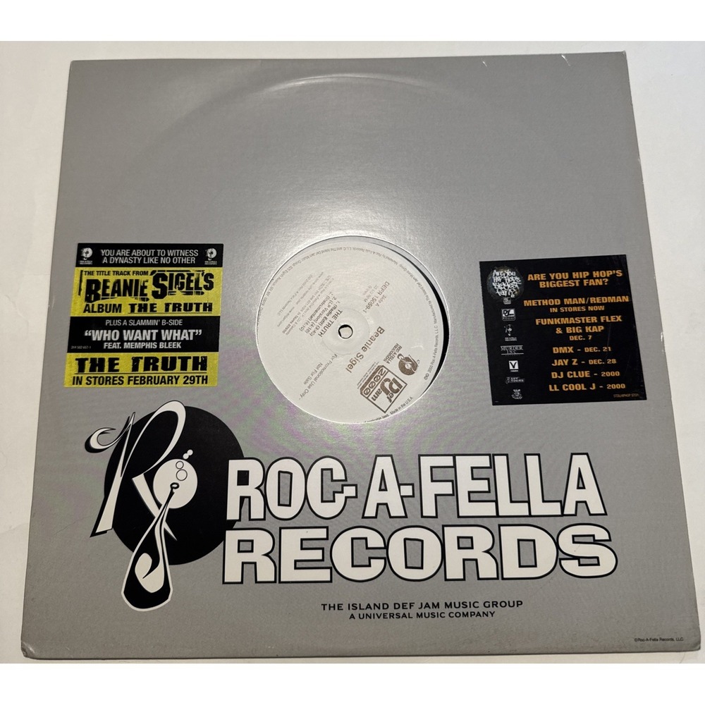 Beanie Sigel 12" The Truth * Rare Promo * VG * B-Side: Who Want What ROC-A-FELLA